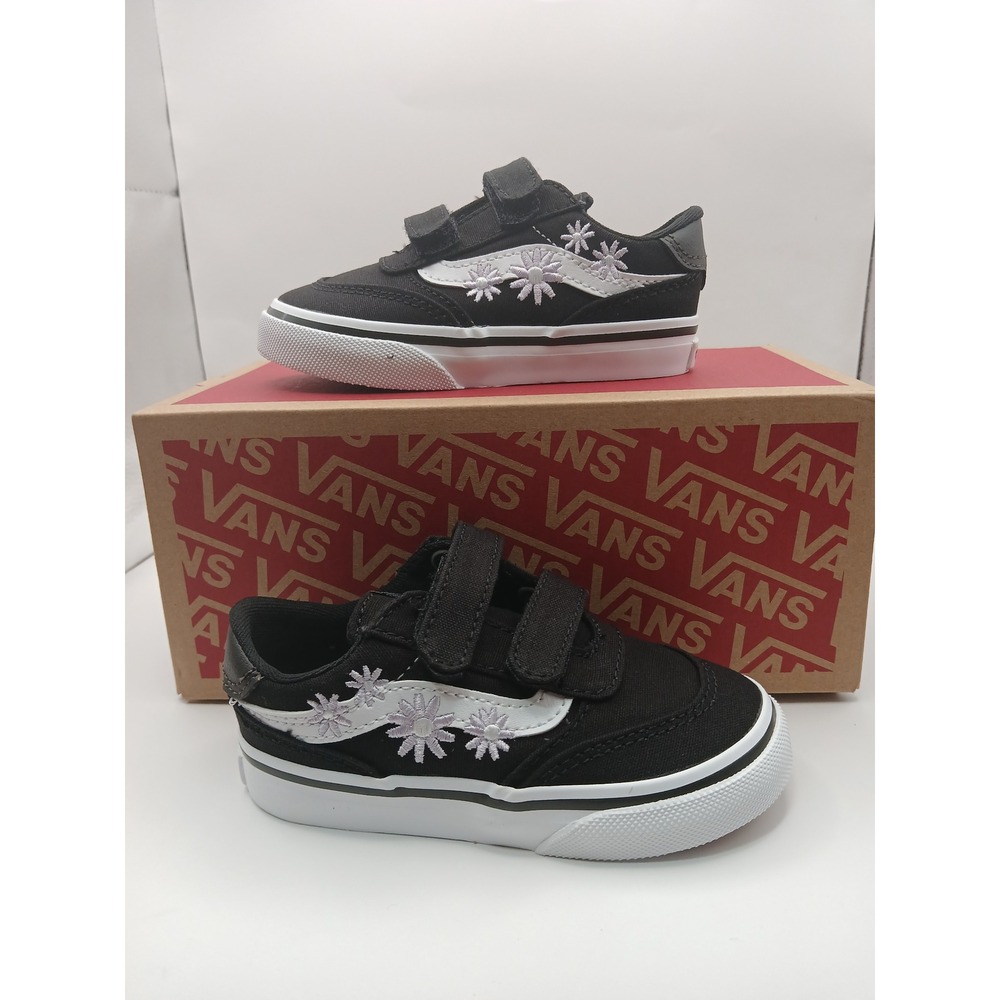 Vans Brooklyn Ls V Toddler Shoes Size 7.0 TD Embroidery Black‎ VN000D7XBLA New